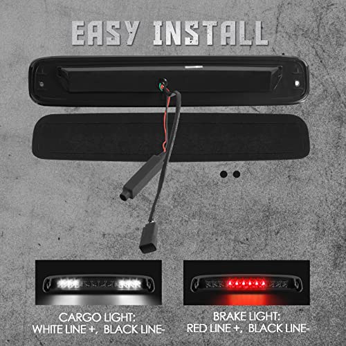 MARLBSTON 3rd Third Brake Light LED Compatible with 1999-2006 Chevrolet Silverado 1500 2500 3500 & HD Classic High Mount Stop Third Center Cargo Rear Brake Light Bar Taillight (Smoke) - Image 5