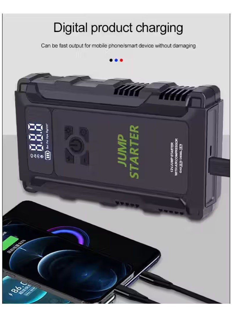 AGD Car Jump Starter Portable  with Air Pump, Emergency LED Light, and Multiple Functions – Ideal for Road Trips - Image 5