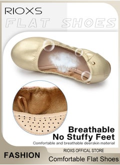 RIOXS Women's Belice Ballet Flat Shoes With Bow Knot Ultra Soft Round Toe Slip-On Comfortable Flat Shoes Walking Shoes  - Image 3