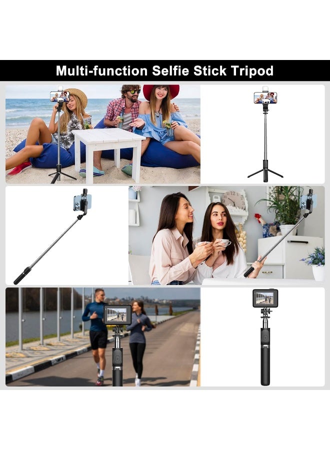 YoYoTech Selfie Stick Tripod Stand with Fill Light 104 cm/41 inch Bluetooth Extandable Selfie Stick Tripod Rechargeable Dimmable Fill Light for Youtube Vloging Live Streaming Holder Compatible for Gopro - Black - Image 4