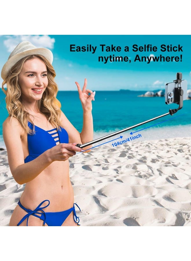 YoYoTech Selfie Stick Tripod Stand with Fill Light 104 cm/41 inch Bluetooth Extandable Selfie Stick Tripod Rechargeable Dimmable Fill Light for Youtube Vloging Live Streaming Holder Compatible for Gopro - Black - Image 2