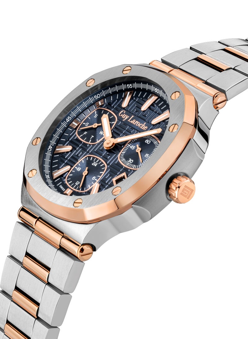 غاي لاروش ساعة تشارلي للرجال بسوار من الستانلس ستيل فضي وروز جولد  مم  ضغط جوي - Image 2