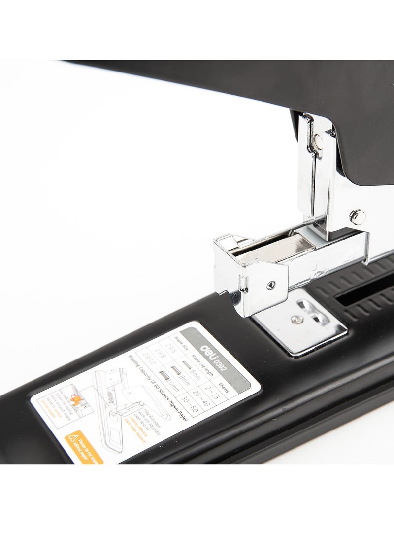 Deli E0392 Heavy Duty Stapler 1 piece - High Capacity, Durable Design (Up to 60 Sheets, Assorted Colours White or Black) - Image 4