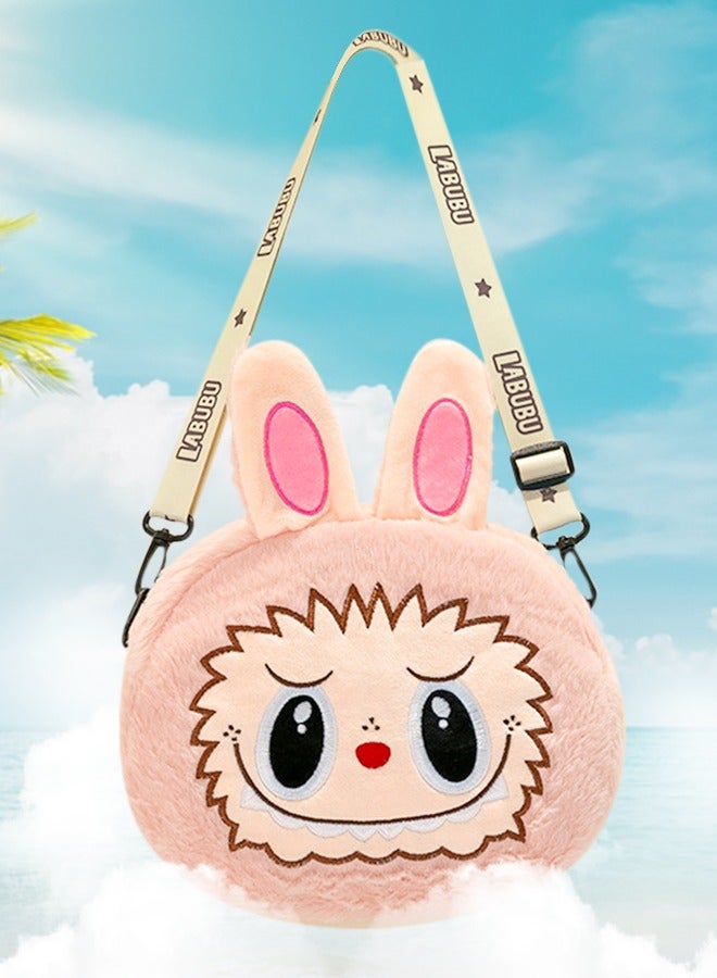 MiMi & BeiBei Cute Labubu Plush Crossbody Bag, Kawaii Anime Monster Shoulder Bag for Kids, Large Capacity Cartoon Character Purse, Soft Plush Travel Bag for Women & Girls, Adjustable Strap, Perfect Gift for Toddlers  - Image 1