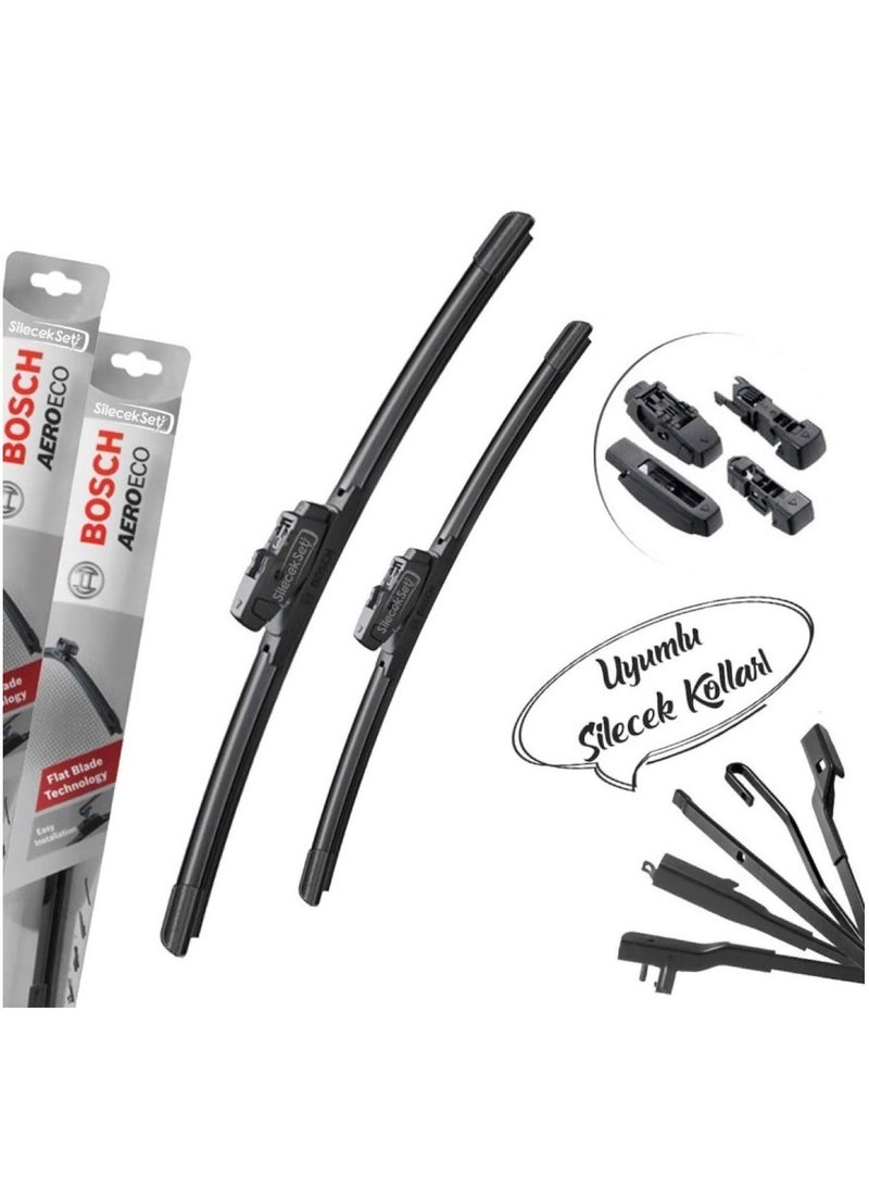 BOSCH Aeroeco Front Window Wiper Blades Driver Side And Passenger side For Hyundai Creta Jan. 2016 - 2023 - Image 3