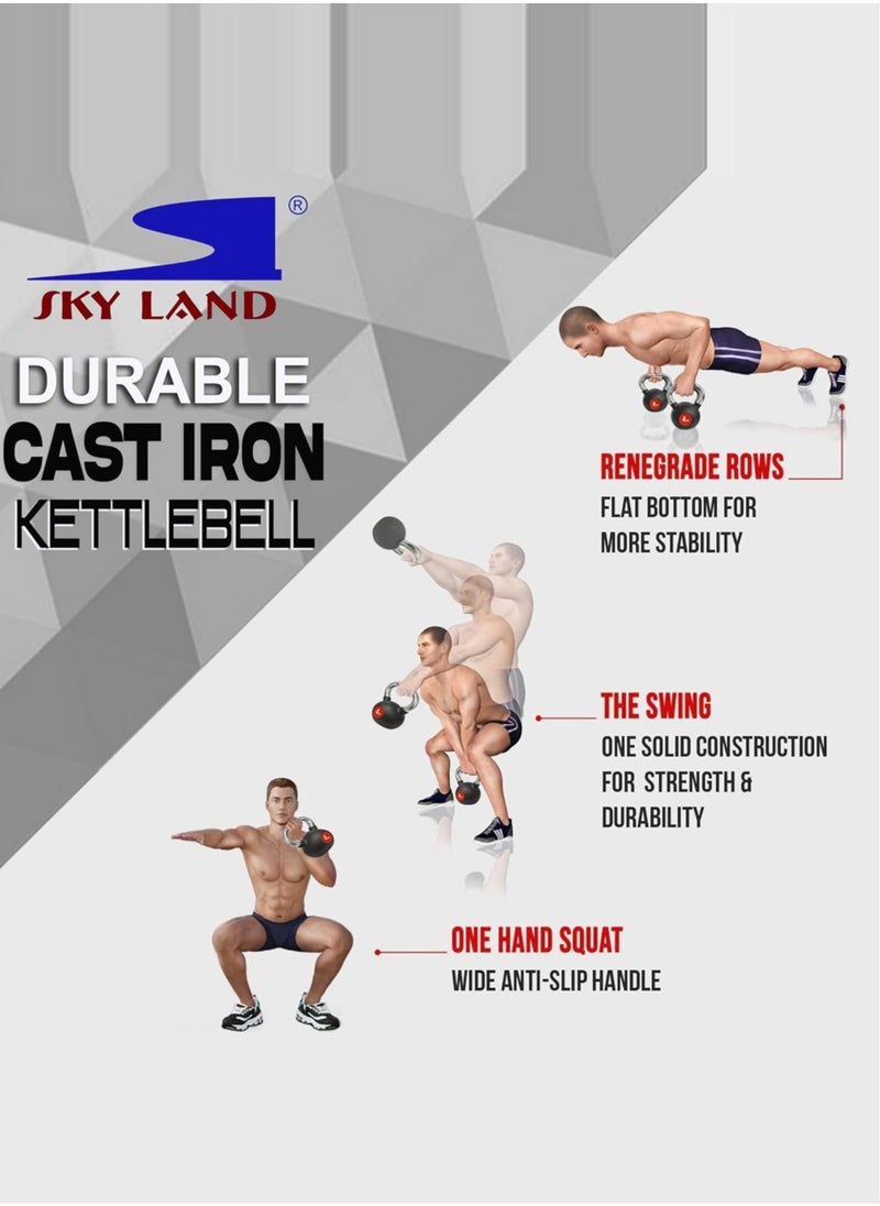 Sky Land Kettlebell Rubber Coated Cast Iron Kettle dumbbell with Chrome Handle Kettlebell Weight For Strength And Weight Training – Exercise Kettlebell For Whole Body Workout EM-9267-4  - Image 4