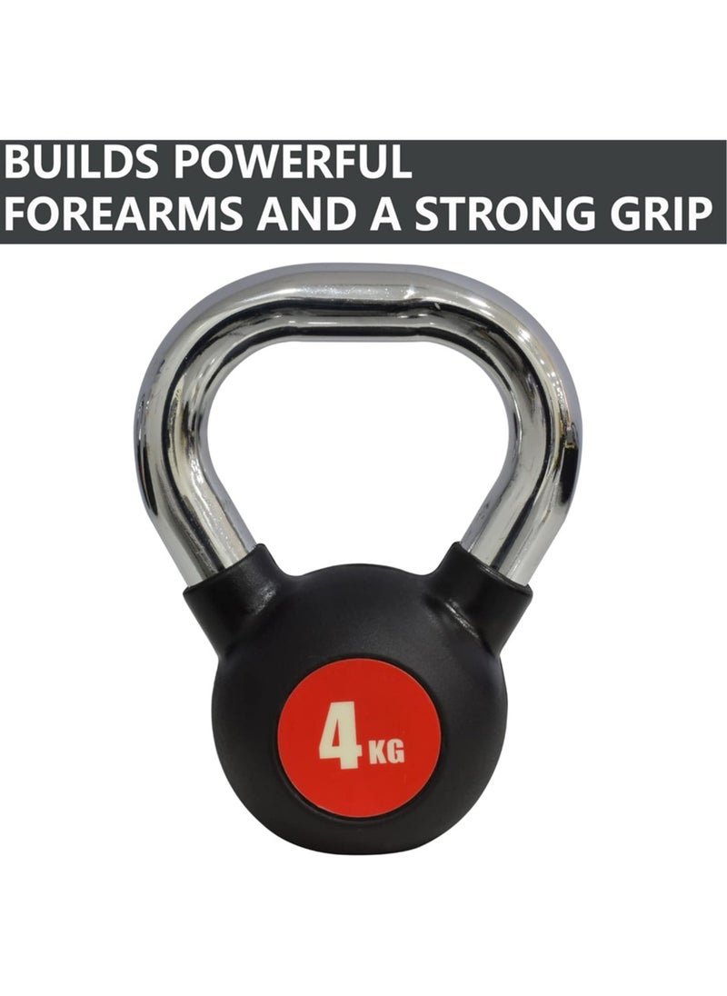 Sky Land Kettlebell Rubber Coated Cast Iron Kettle dumbbell with Chrome Handle Kettlebell Weight For Strength And Weight Training – Exercise Kettlebell For Whole Body Workout EM-9267-4  - Image 2