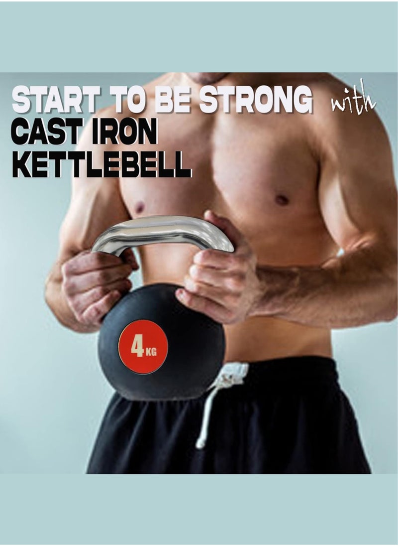 Sky Land Kettlebell Rubber Coated Cast Iron Kettle dumbbell with Chrome Handle Kettlebell Weight For Strength And Weight Training – Exercise Kettlebell For Whole Body Workout EM-9267-4  - Image 5