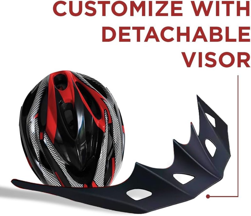 Endless EL1051 High Quality Cycle and Skates Helmet with Adjustable Strap | Black and Red | Material : Polycarbonate, EPS | With Inside Cushioning Padding for Comfort | For Adults, Women and Men - Image 3