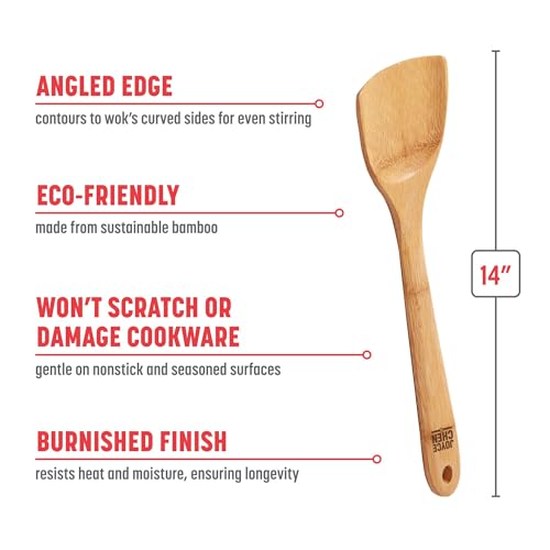 Joyce Chen a Division of Columbian Home Products Joyce Chen 33-2048 Burnished Bamboo Angled Spatula, 14-inch, Pack of 1, Natural - Image 2