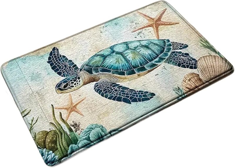 Sea Turtle Bath Mat Ultra Soft Fast Drying Anti Slip Bathroom Rug 40x60cm - Image 2
