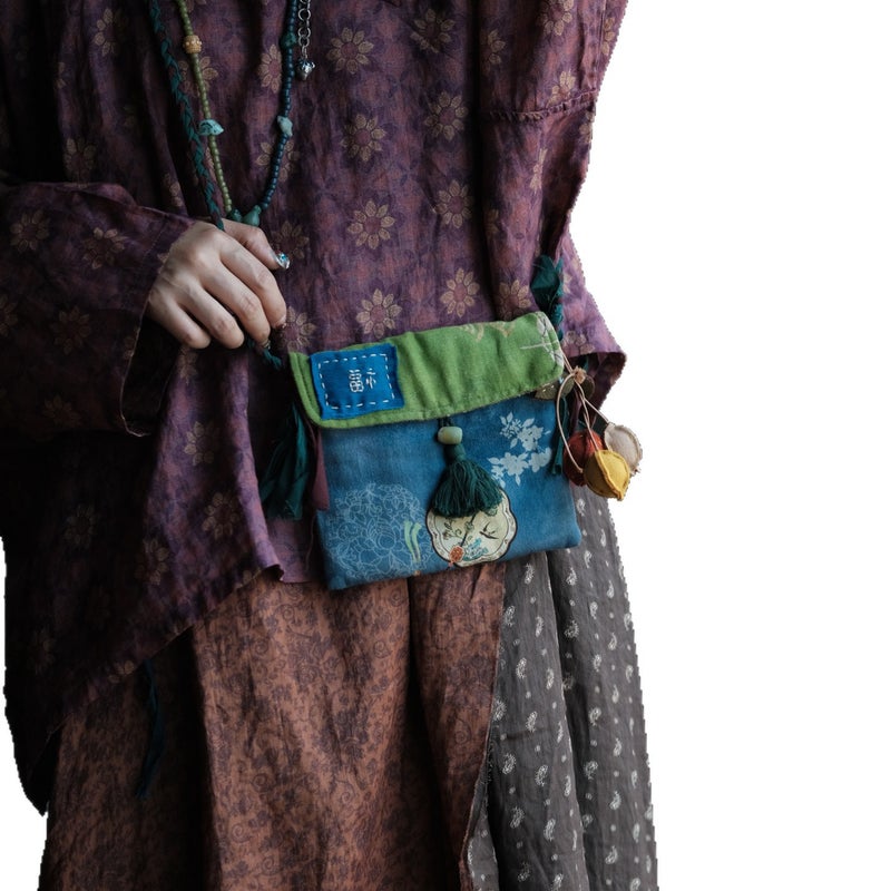 Retro Patchwork Cotton Crossbody Bag SC186 - Image 5