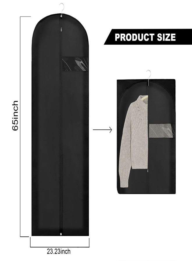 Beiskll 65" Dress Bags for Gowns Long, Garment Bags for Hanging Clothes with Clear Window, Foldable Suit Bag Cover for Travel and Storage (Black) - Image 2