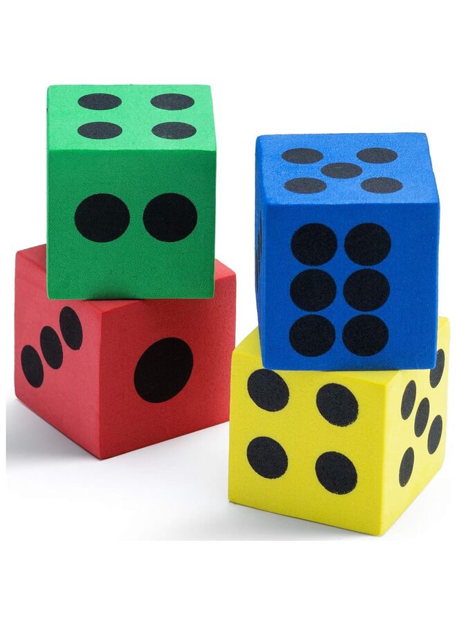 4PCS Jumbo Foam Dice Set Colorful Game Dice for Math Games Classroom Activities Party Supplies Carnival Prizes and Educational Learning Tool Cubic Dice for Kids Couple Family Gatherings - Image 1