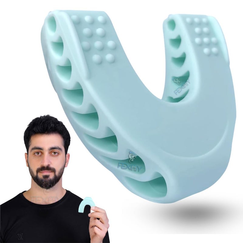 FEXMY FEXMY Premium Facial Exerciser Jawline Exerciser for Men and Women Tighten Tone Strengthen Target Your Jawline Chin Lips and Cheekbones FoodGrade Silicone Square Sky Blue  - Image 1