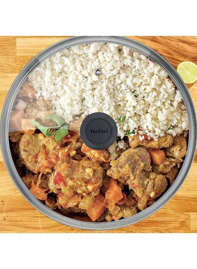 Tefal TEFAL Stewpot 26 cm | Tempo Flame Cookware | 6.5 liters | Aluminium | Safe non stick coating | Lid | Stovetop Compatibility | Stewing recipes | Red | Made in France | 2 Years Warranty