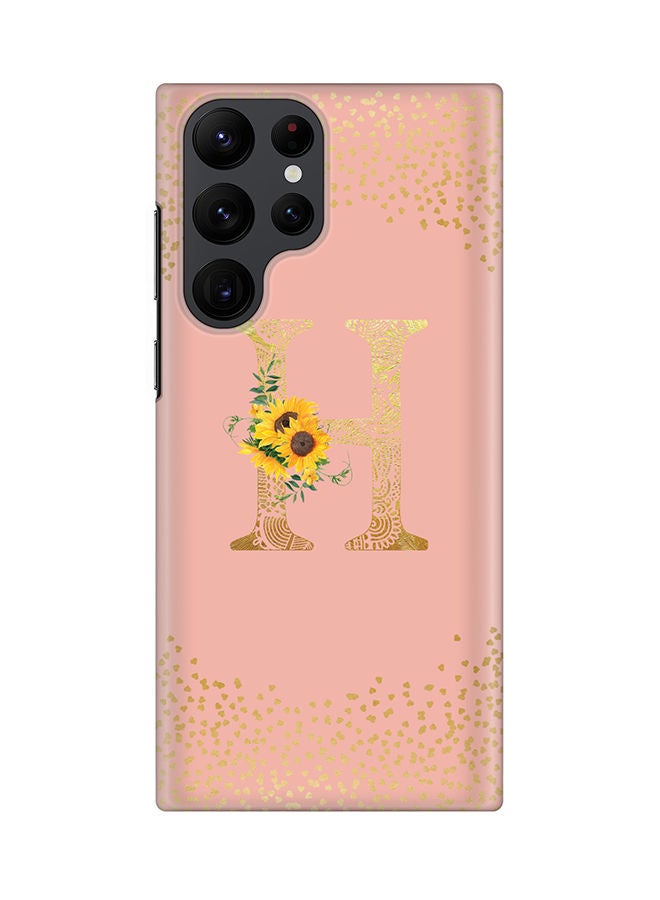 Stylizedd Monogram Slim Cover for Samsung Galaxy S22 Ultra 5G Case Custom Initials Letter Floral Pattern Snap Series Mobile Cover Matte Alphabet  - H (Rose Pink) - Image 1