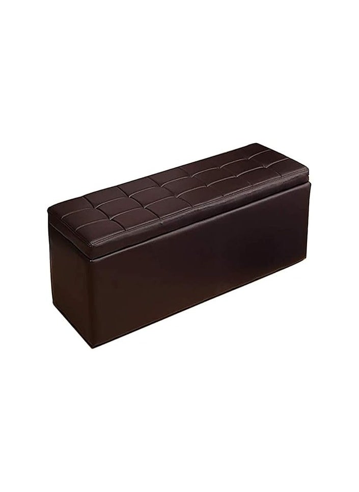 Poppins Home - Foot Stool Rest Ottoman Storage Boxes Rectangle Stools Chair Living Room Bedroom Vintage Seat Stool Pouffe Chair (Coffee color-70 * 30 * 35cm, Rectangle) - Image 1