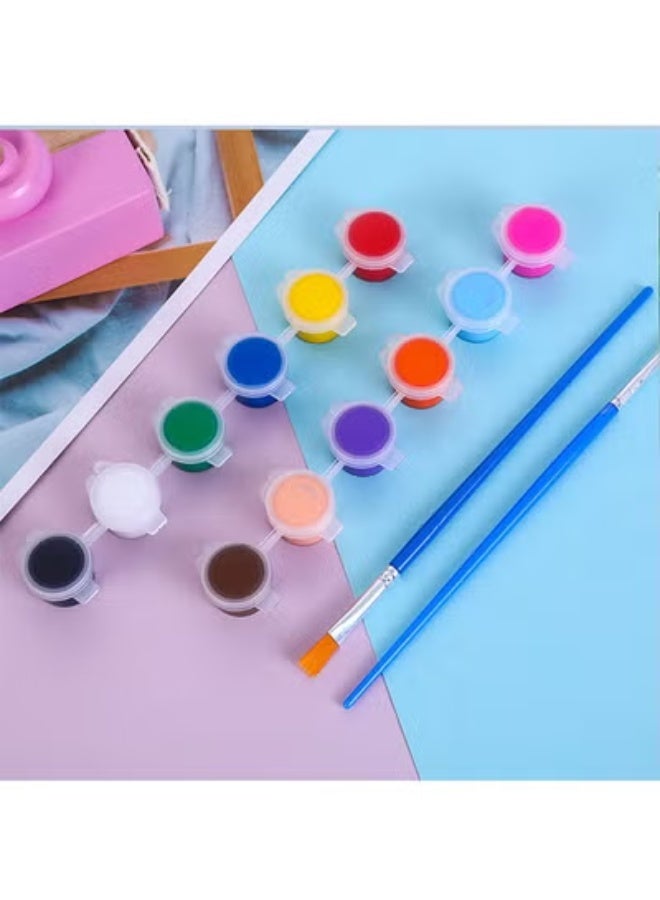 KLNAMAEAAN 6-Piece 12-Color Acrylic Paint Student Art Painting Graffiti DIY Set with Two Brushes Home Art Projects Beginner Painting Kit Student Art Supplies - Image 1