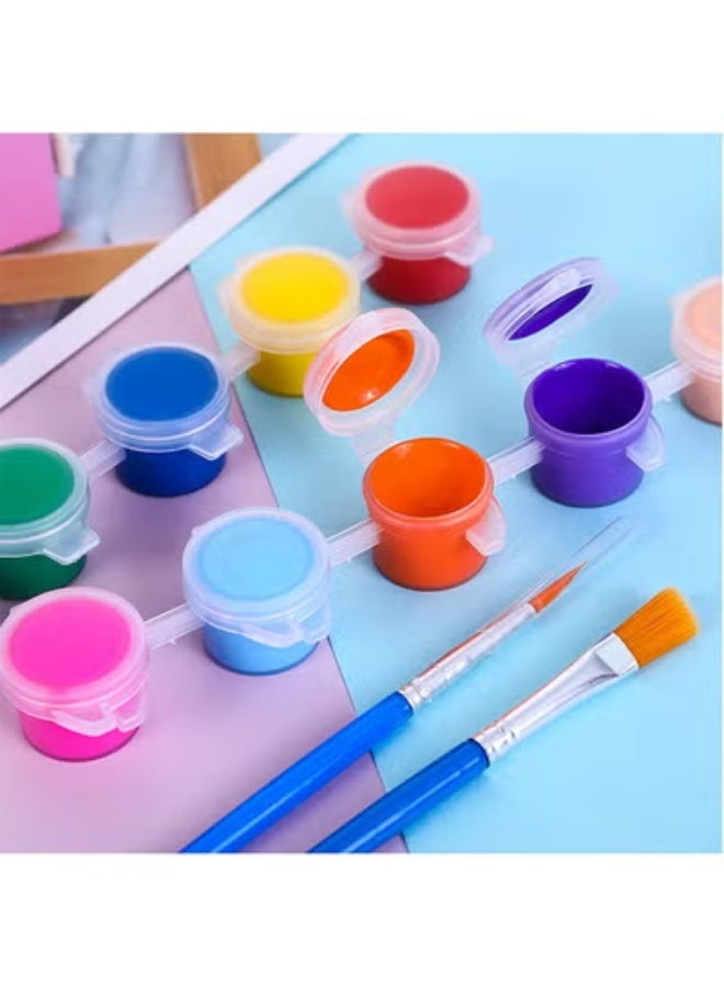 KLNAMAEAAN 6-Piece 12-Color Acrylic Paint Student Art Painting Graffiti DIY Set with Two Brushes Home Art Projects Beginner Painting Kit Student Art Supplies - Image 2