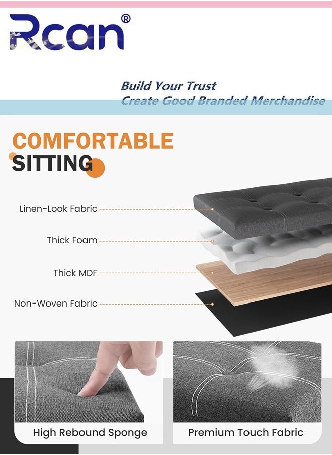 Rcan Folding Storage Ottoman, Storage Chest Footrest Step Stool with Padded Seat, 30 Inch Storage Bench, Versatile Storage Toy Box, 350 Pounds Weight Capacity for Entryway, Living Room, Bedroom  - Image 2