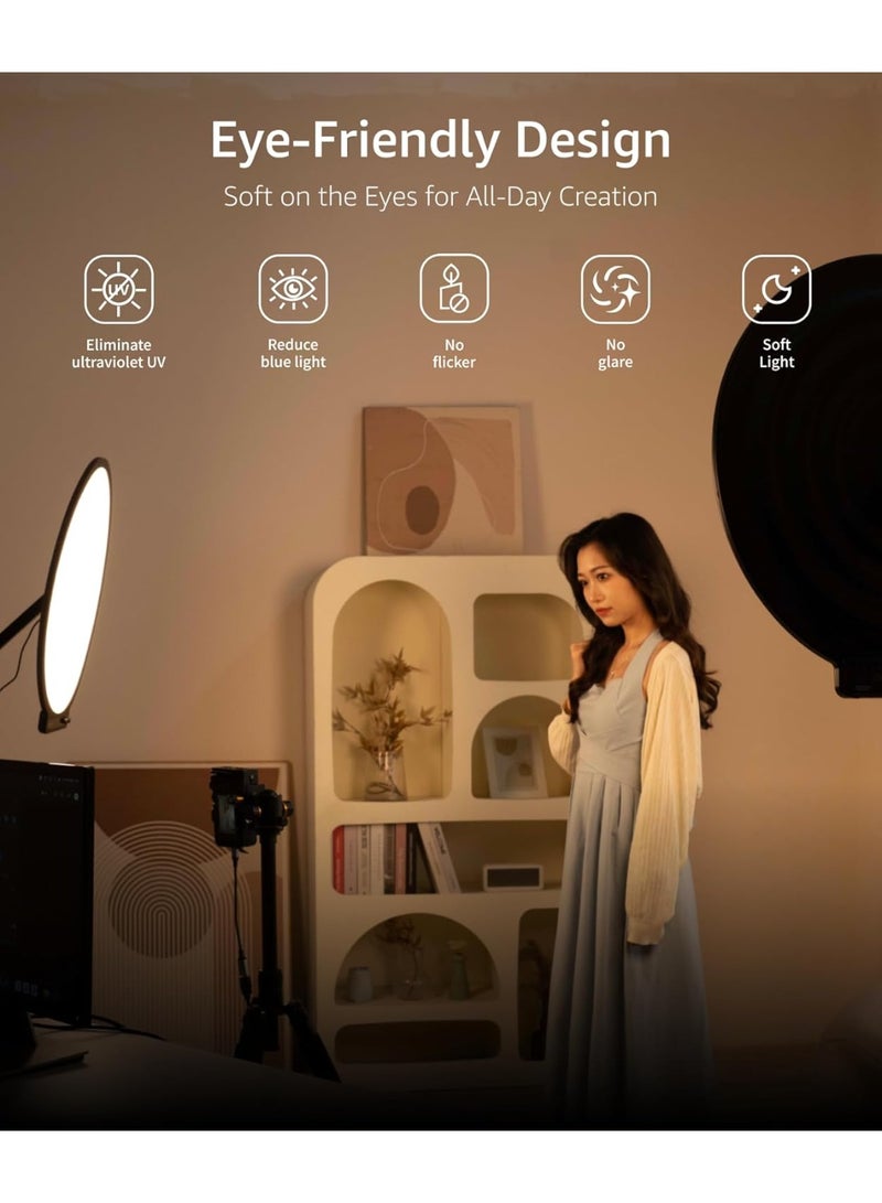 Aputure Amaran Verge Max 22in Bi-Color LED Light Panel for Content Creators Vloggers with USB-C PD, 2700-6500K Adjustable, CRI 96 TLCI 98, Desk Clamp Stand, 65W Adapter, App Control (Charcoal) - Image 3