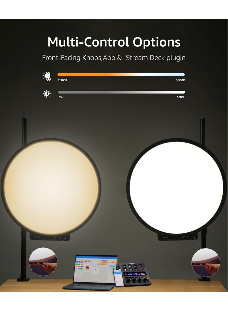 Aputure Amaran Verge Max 22in Bi-Color LED Light Panel for Content Creators Vloggers with USB-C PD, 2700-6500K Adjustable, CRI 96 TLCI 98, Desk Clamp Stand, 65W Adapter, App Control (Charcoal) - Image 5