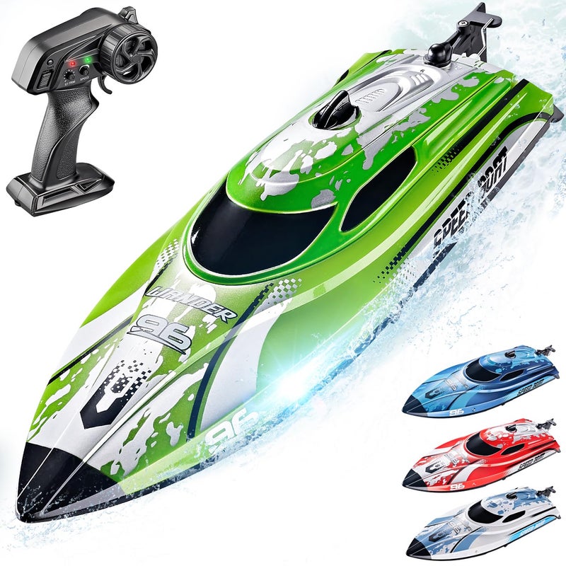BEZGAR RC Boat 12 inch Remote Control Boat for Kids and Adults 25 KPH Fast RC Speed Boats with 700mAh Battery Ideal Waterproof Toy Boats for Lakes Pools TX126 Green - Image 3