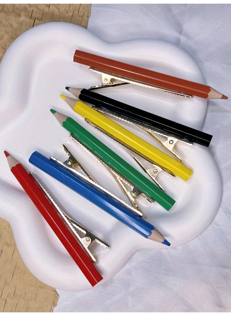 Women’s Hair Clips Pencil Design 6 pcs – Cute Colored Pencil Hair Clamps for Girls and Daily Styling - Image 2