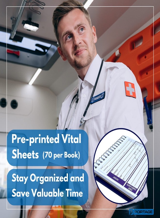 Portage EMT/First Responders Vital Statistics Notebook - 6” x 3.75” Medical Notebook for Vital Signs and Additional Patient Information - 210 Sheets (3 Pack) - Image 2
