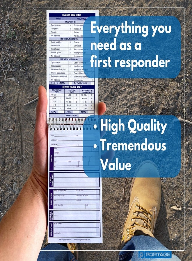 Portage EMT/First Responders Vital Statistics Notebook - 6” x 3.75” Medical Notebook for Vital Signs and Additional Patient Information - 210 Sheets (3 Pack) - Image 4
