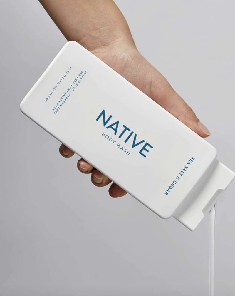 Native Body Wash Contains Naturally Derived Ingredients | For Women & Men, Sulfate, Paraben, & Dye Free Leaving Skin Soft and Hydrating | Sea Salt & Cedar 18 oz - 2 Pk - Image 2