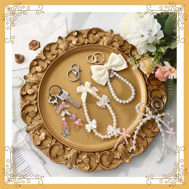 Sureio 6 Pcs Cute Bow Keychain for Women Pearl Key Chains for Car Keys Coquette Bow Keychain Accessories Aesthetic Bag Charms - Image 3