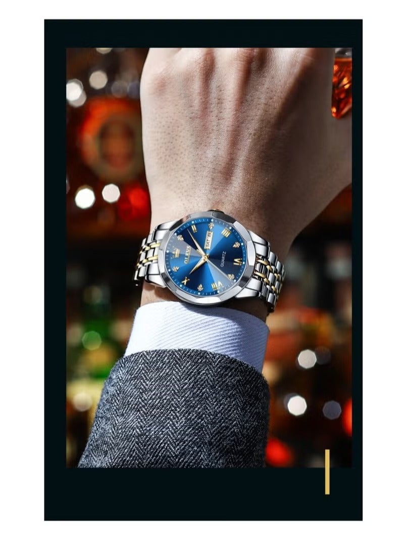 أوليفز ساعة رجالية مقاومة للماء من الفولاذ المقاوم للصدأ للأعمال مقاس 41 ملم - Image 2