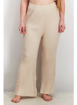 INC Women Wide Leg Knit Pull On Pants, Heather Oatmeal  - Image 1