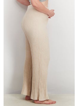 INC Women Wide Leg Knit Pull On Pants, Heather Oatmeal  - Image 3