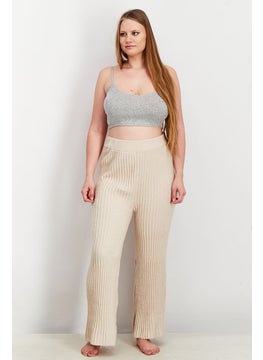 INC Women Wide Leg Knit Pull On Pants, Heather Oatmeal  - Image 4