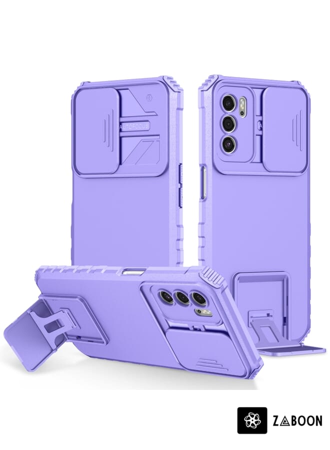 Zaboon غطاء حماية لهاتف OPPO A16 مع حامل ثلاثي الأبعاد ودرع منزلق - Image 1