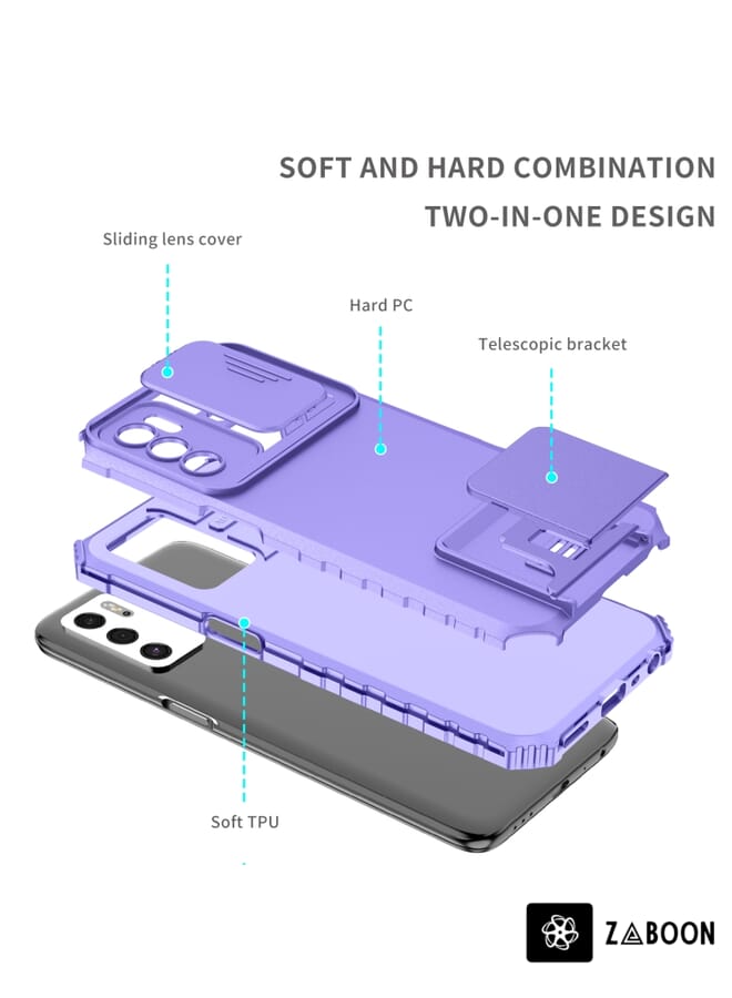 Zaboon غطاء حماية لهاتف OPPO A16 مع حامل ثلاثي الأبعاد ودرع منزلق - Image 2