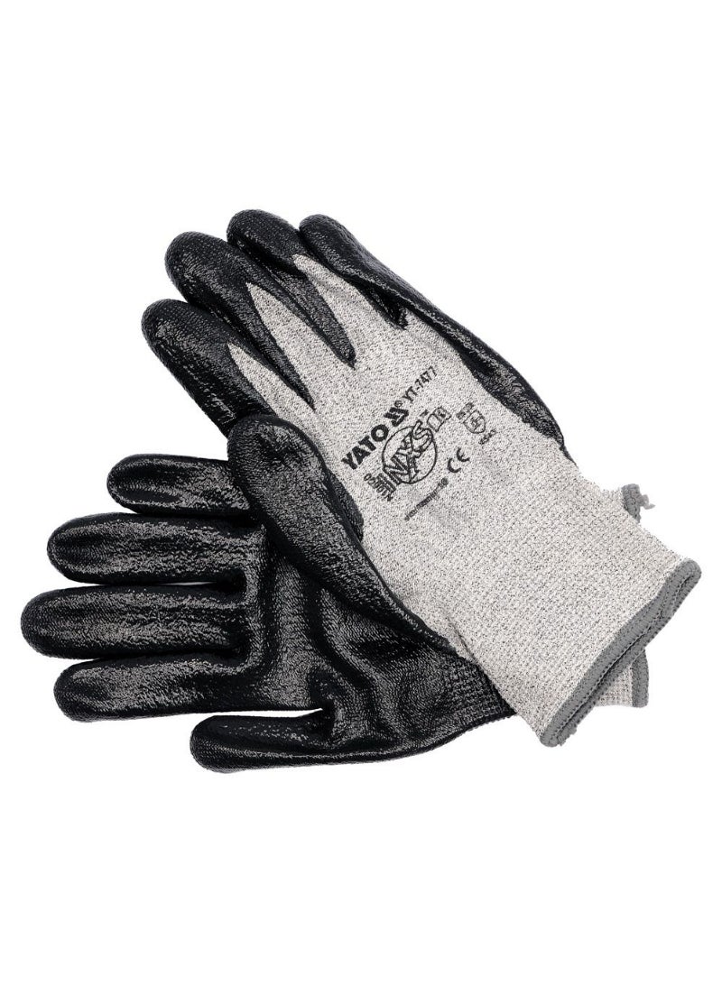 YATO Working Gloves Cut Resistant PE/Nitrylit 10" 1pair on Header Card YT-7477