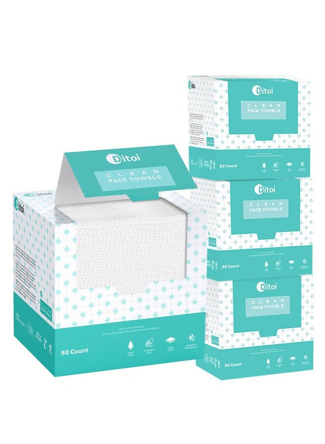 Ditoi Disposable Face Towels, Daily Facial Tissues, Super Soft and Thick Face Towels XL, Makeup Remover Dry Wipes, Facial Clean Cloths for Sensitive Skin, 10"×12" 50 Count (4 Pack) - Image 1