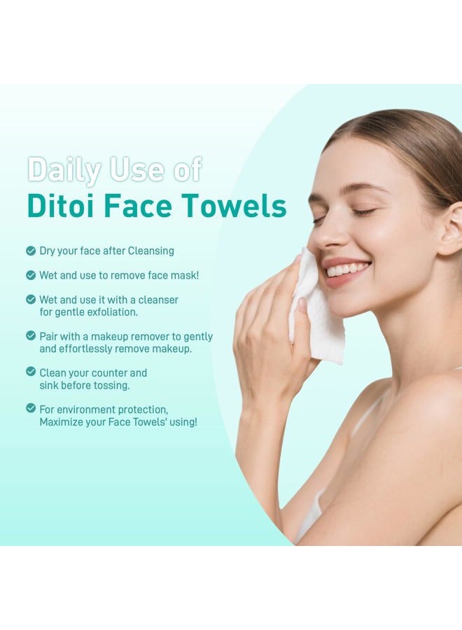 Ditoi Disposable Face Towels, Daily Facial Tissues, Super Soft and Thick Face Towels XL, Makeup Remover Dry Wipes, Facial Clean Cloths for Sensitive Skin, 10"×12" 50 Count (4 Pack) - Image 2