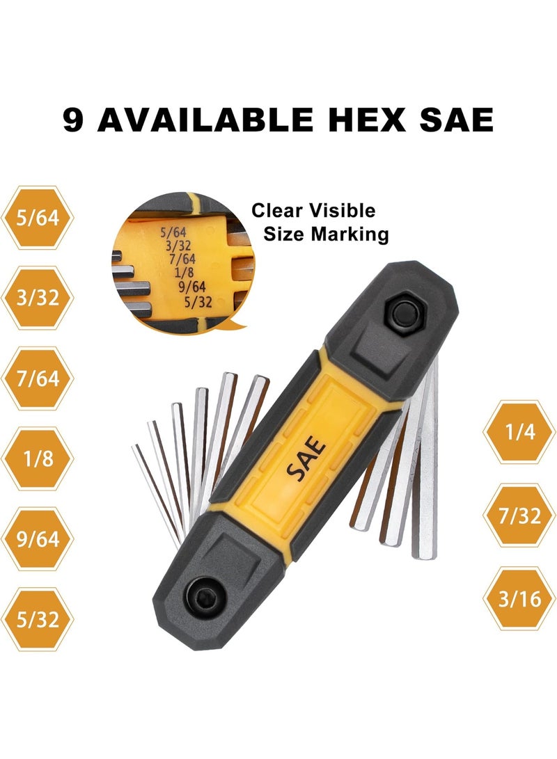 MULWARK 17pcs Folding Allen Wrench Set | Metric & Standard SAE - Key Tool 2 Pack Portable Hex for Basic Home Repair and General Applications - Image 3