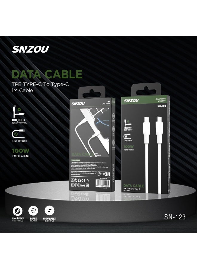 سنزو كابل Snzou TurboLink 100 واط من النوع C إلى النوع C sn-123 - Image 3
