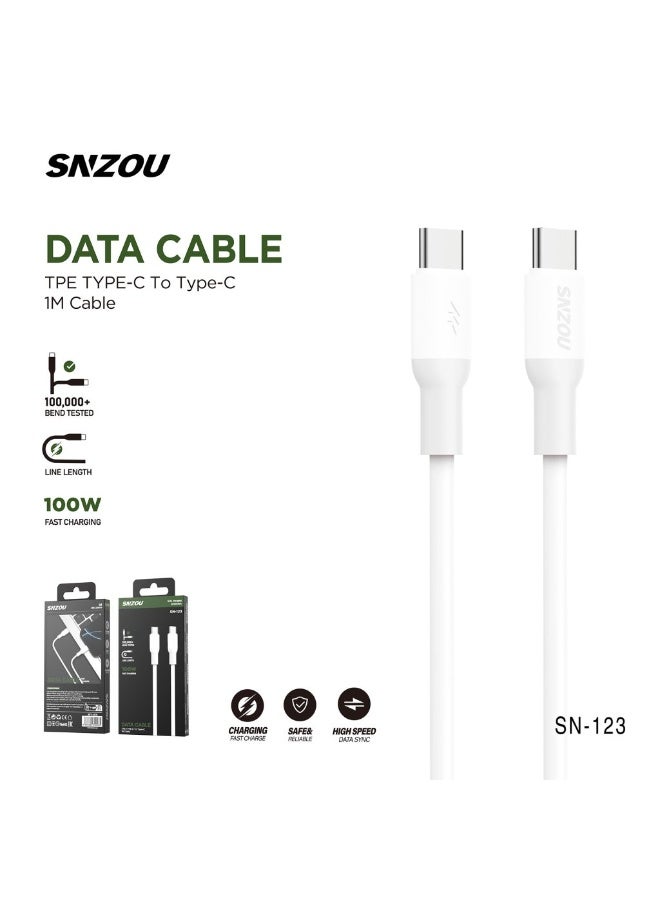سنزو كابل Snzou TurboLink 100 واط من النوع C إلى النوع C sn-123 - Image 1