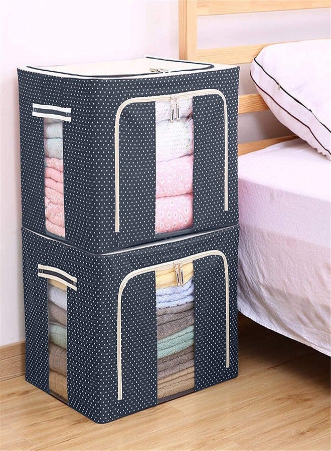 HOUVIDA Steel Frame Double Opening Zipped Storage Organizer Bag with Window Folding Bag -Under Bed Wardrobe Box Living Box, Foldable Cloths Organizer and Storage Boxes for Clothes with Zip - Image 3