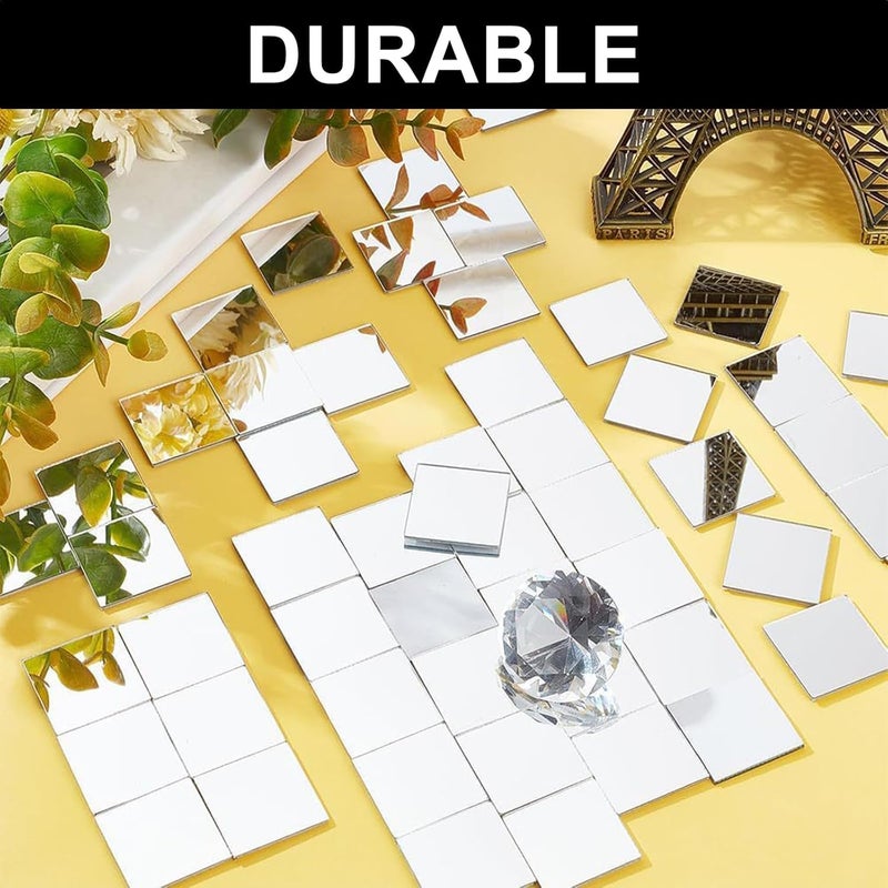 KASTWAVE 100PCS Self Adhesive Mini Acrylic Mirror Tiles for DIY Crafts, Mosaic Art Projects, and Modern Home Wall Decor (2.5x2.5cm, Silver) - Image 4
