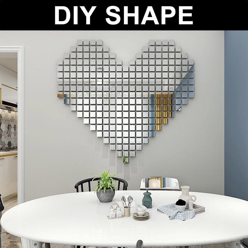 KASTWAVE 100PCS Self Adhesive Mini Acrylic Mirror Tiles for DIY Crafts, Mosaic Art Projects, and Modern Home Wall Decor (2.5x2.5cm, Silver) - Image 5