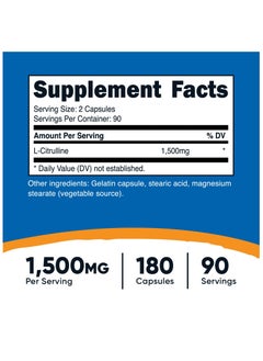Nutricost L-Citrulline 1500mg Per Serving, 180 Capsules, 90 Servings  - Image 3