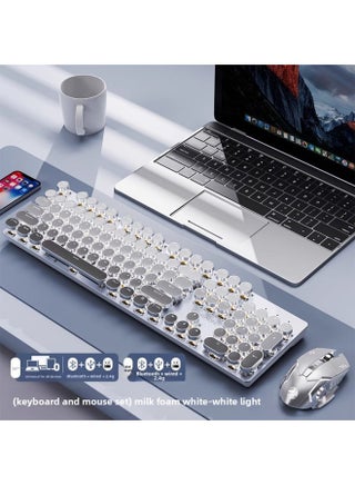 Punk Walker V30 Computer Office Girl's High-Looking Wireless Bluetooth Wired Mouse Mechanical Keyboard Set-Color:White Shaft [newly Upgraded Feel! ]-milk Foam White-wireless Three-mode [2.4g+bluetooth+wired] White Light+e-sports Dual-mode Mouse - pzsku/ZF01A1C84800C0B25CB5FZ/45/1746232756/0d034eaf-742b-42c1-b694-09594c159ea1